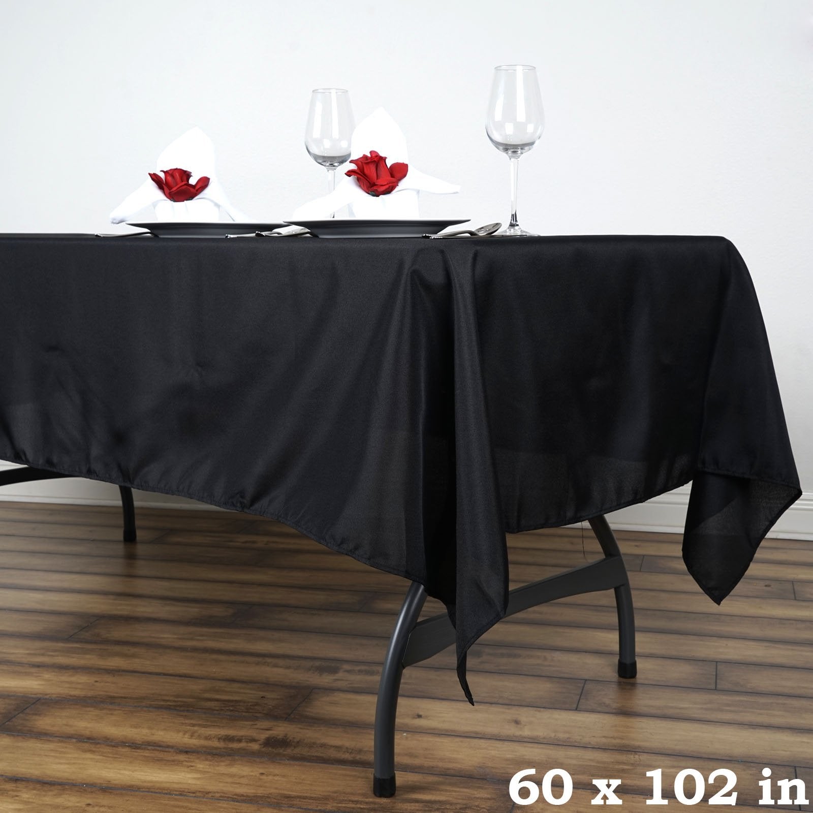 Balsacircle 60X102-Inch Black Rectangle Polyester Tablecloth Table Cover Linens For Wedding Party Events Kitchen Dining